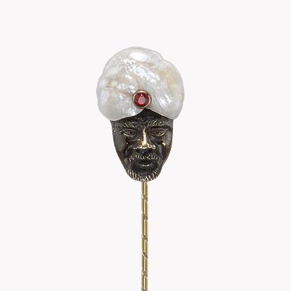 Victorian Natural Pearl and Ruby Pin