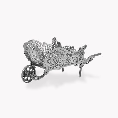 Silver Ornate Decorative Wheelbarrow F Drury Ltd, 1973
