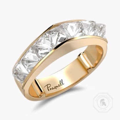 RockChic 2.71ct Peaked Inverted Princess Cut Diamond Seven Stone Ring in 18ct Yellow Gold