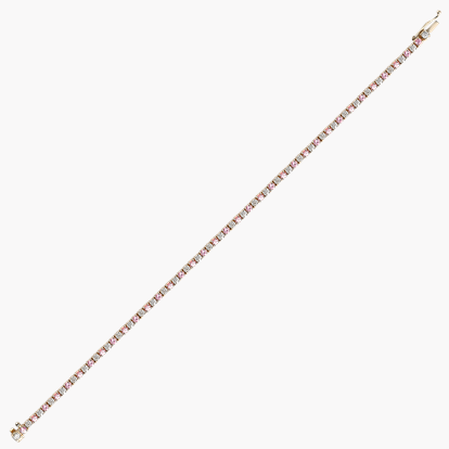 Candy Pink Sapphire & Diamond Line Bracelet