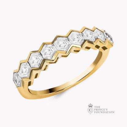 Honeycomb Nine Stone Diamond Ring 1.19ct in 18ct Yellow Gold