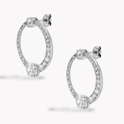 Art Deco Cartier Antique Cushion Cut Diamond Graduated Circular Earrings