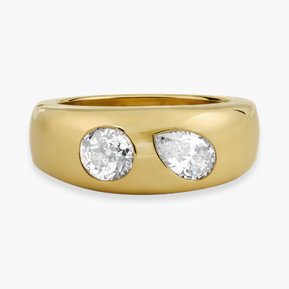 Stellar Old Cut and Pear Shaped Diamond Bombé Ring