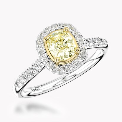 Fancy Yellow Diamond Cluster Ring 0.80ct in Platinum and 18CT Yellow Gold