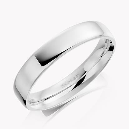 4mm Flat Court Wedding Ring in Platinum with Softened Edges
