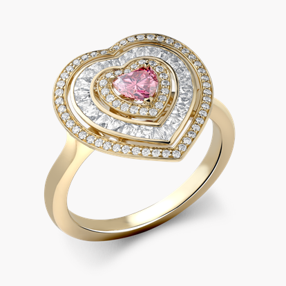 Masterpiece Ripple Fancy Vivid Purplish Pink Heart Diamond Ring 0.28ct in 18ct Rose Gold
