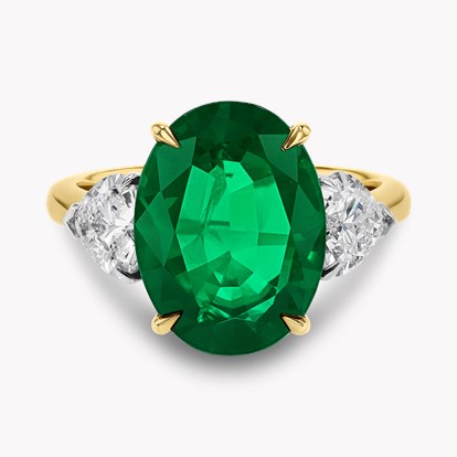 Venus Setting 4.87ct Emerald and Diamond Three Stone Ring