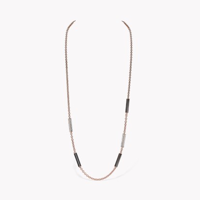 Valenza Diamond and Onyx Necklace 2.47ct in Rose Gold