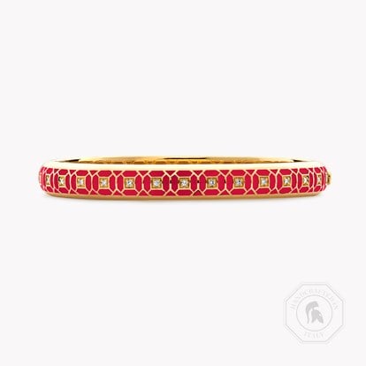 Revival Enamel and Diamond Bangle 0.30ct in 18ct Yellow Gold
