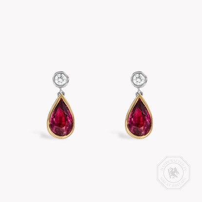 Pear Shaped 1.72ct Pink Sapphire and Diamond Earrings in 18ct Rose and White Gold