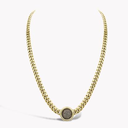 Bvlgari Curb Necklacet Coin Set Pendant in18ct Yellow Gold