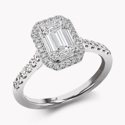 Celestial 1.00ct Emerald Cut Diamond Cluster Ring in Platinum