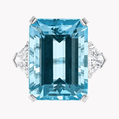 Octagonal Cut 24.60ct Aquamarine and Diamond Dress Ring