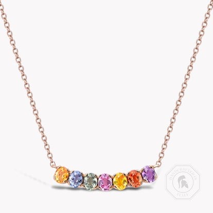 Rainbow Fancy Sapphire Line Pendant 1.40ct in 18ct Rose Gold