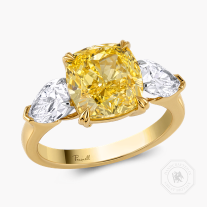 Masterpiece Cushion Cut 4.31ct Natural South African Fancy Vivid Yellow Diamond Ring
