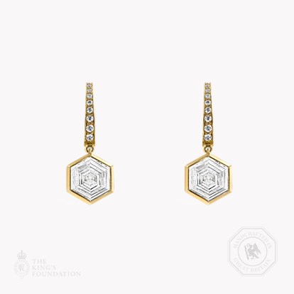 Honeycomb Diamond Drop Earrings 0.60ct in 18ct Yellow Gold