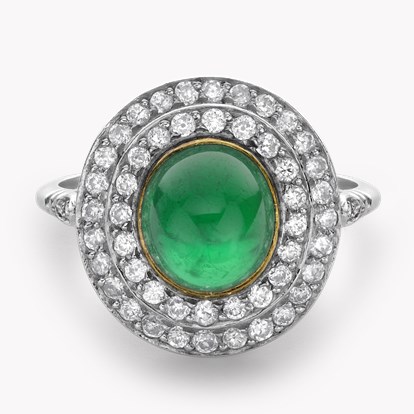Edwardian Colombian Emerald Target Ring