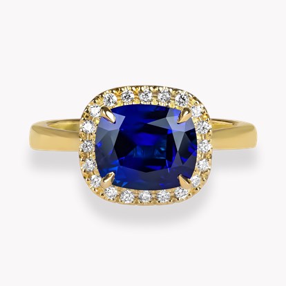 Cushion Cut 2.36ct Sri Lankan Sapphire and Diamond Ring