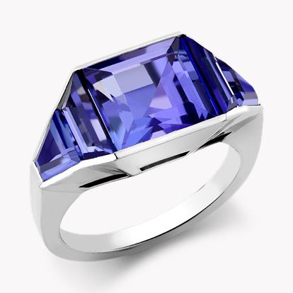 Kingdom Tanzanite Ring - Carre Cut 3.89ct in 18ct White Gold