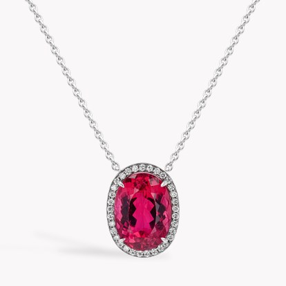 Oval Cut Rubellite Tourmaline Pendant 7.46ct in 18ct White Gold