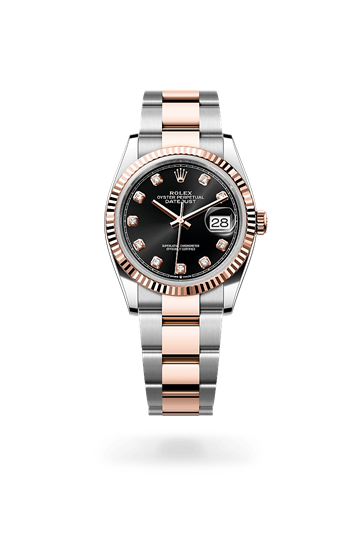 Datejust 36 * Oyster, 36 mm, Oystersteel and Everose gold with a Chocolate set with diamonds Fluted bezel and Jubilee, five-piece links bracelet