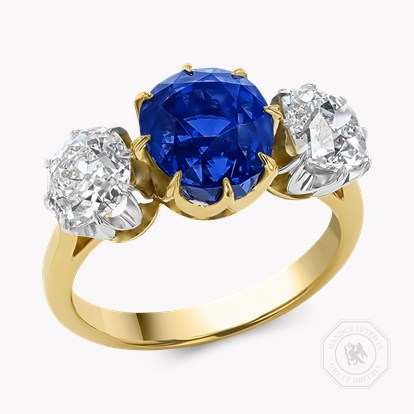Cushion Cut 4.64ct Sapphire and Diamond Ring