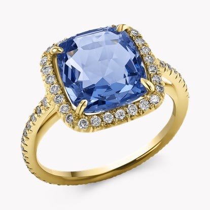 Ceylon 5.06ct Sapphire and Diamond Cluster Ring