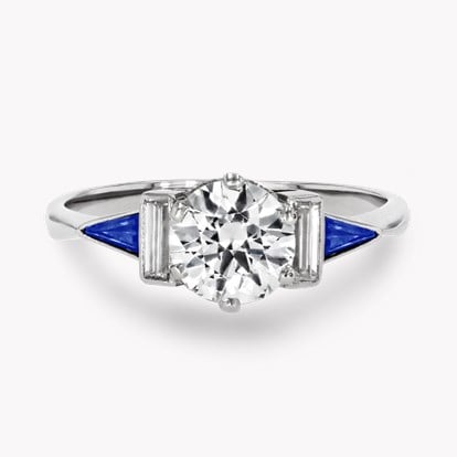 Art Deco 1.00ct Sapphire and Diamond Five Stone Ring