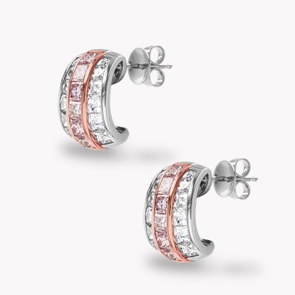 Manhattan 2.25ct Diamond and Pink Diamond Earrings in Platinum and 18ct Rose Gold