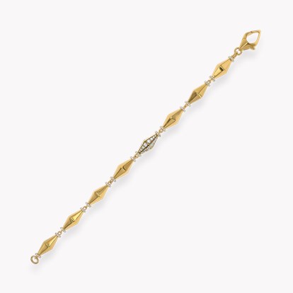 Cleopatra 1.921ct Diamond Gold Faceted Barrel Link Bracelet