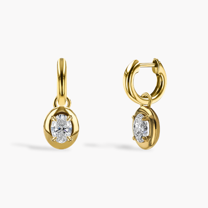 Skimming Stone 1.02ct Oval Diamond Hoop Drop Earrings