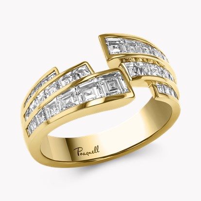 Manhattan 1.73ct Diamond Three Row Cross Over Ring  in 18ct Yellow Gold