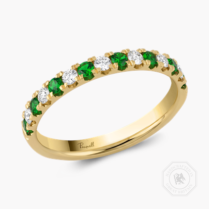Brilliant Cut Tsavorite Garnet and Diamond Half Eternity Ring