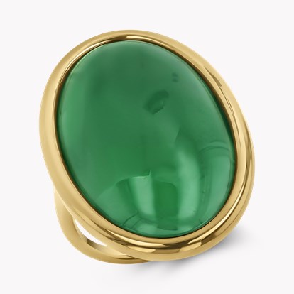 Contemporary Cabochon Cut 19.90ct Jadeite Solitaire Ring