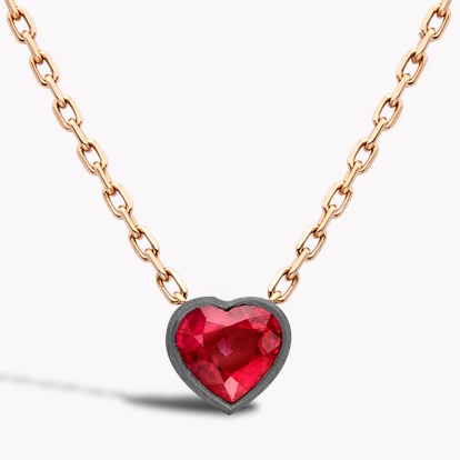 Legacy Heart Shape Ruby Pendant 2.00ct in 18ct Rose and Blackened White Gold