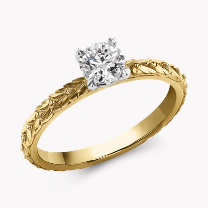 Apple Blossom Setting Round Brilliant Cut Ring 0.51ct in 18ct Yellow Gold