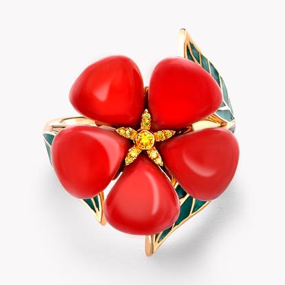 Wildflower Poppy Yellow Diamond Ring