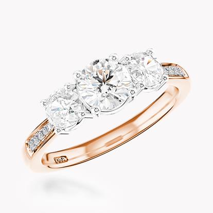 0.61ct Diamond Three-Stone Ring Rose Gold and Platinum Duchess Setting