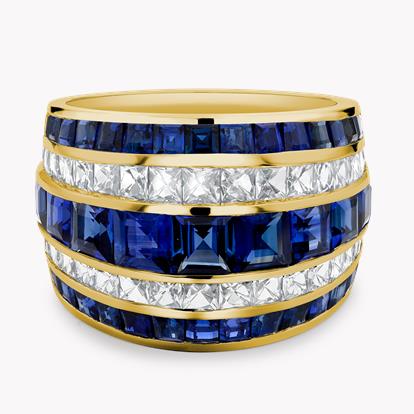 Manhattan Sapphire and Diamond Five Row Classic Ring