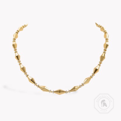 Cleopatra 1.87ct Diamond Gold Faceted Barrel Link Necklace in 18ct Yellow Gold
