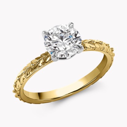 Apple Blossom Setting Round Brilliant Cut Ring 1.51ct in 18ct Yellow Gold