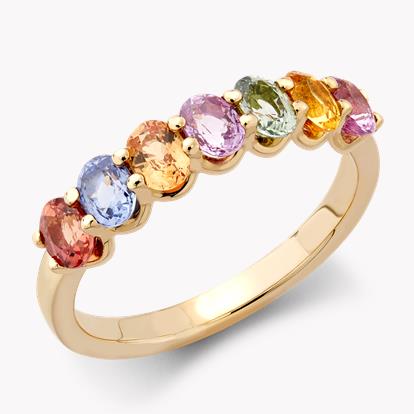 Rainbow Fancy Sapphire Cocktail Ring 1.35ct in 18ct Rose Gold