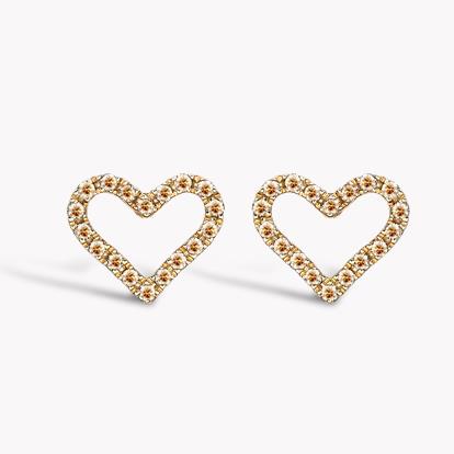Rosa De La Cruz Heart Brown Diamond Earrings 0.13ct in 18ct Yellow Gold