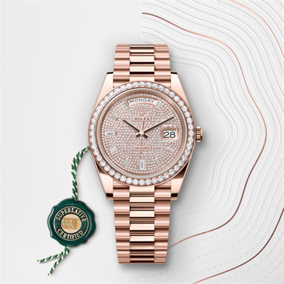 Day-Date 40, Oyster, 40 mm, Everose gold and diamonds watch