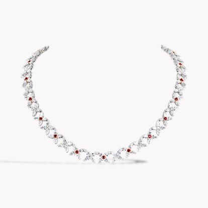 Masterpiece Pear Shaped 24.97ct Diamond and Ruby Necklace