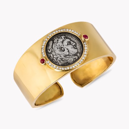 Ruby and Diamond Alexander the Great and Zeus Tetradrachm Coin Bangle