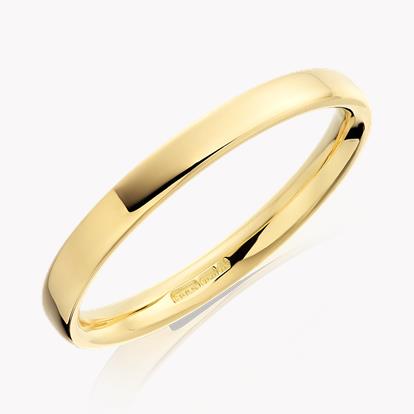 2.5mm Flat Court Wedding Ring in 18ct Yellow Gold with Softened Edges
