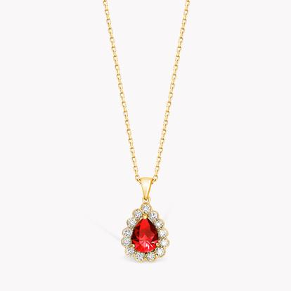 Pearshape Ruby and Diamond Pendant 2.17ct in Yellow and White Gold