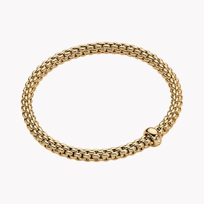 FOPE Solo Medium Flex'it Diamond Bracelet 0.01ct in 18ct Yellow Gold