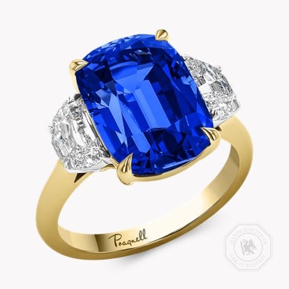 Masterpiece Madagascan 8.74 Sapphire and Diamond Ring in 18ct Yellow Gold & Platinum